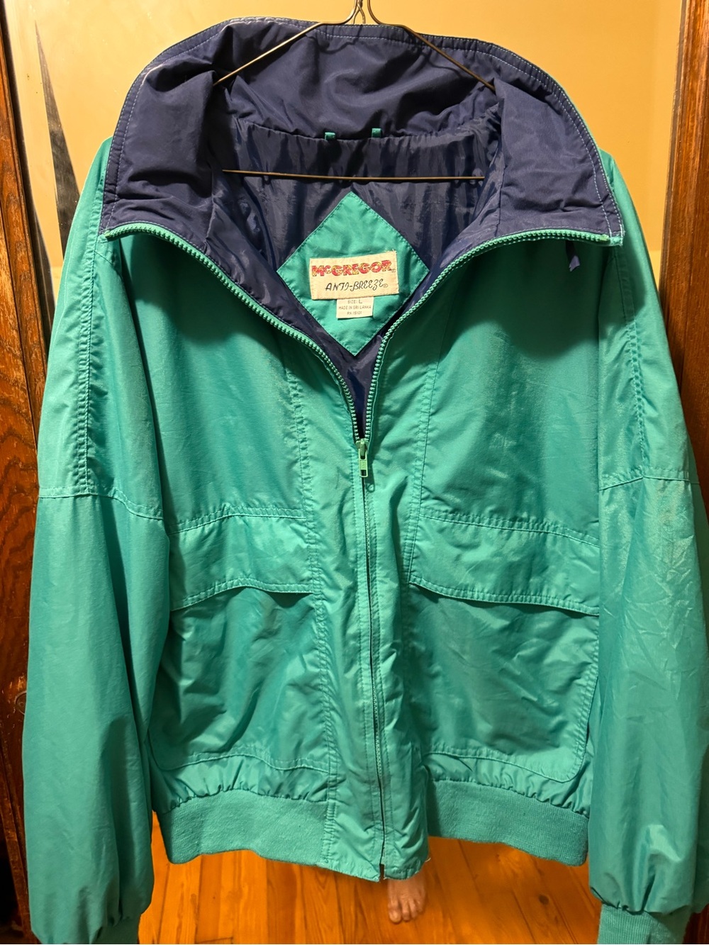 McGregor Men's Lg Windbreaker Jacket green with Navy Lining